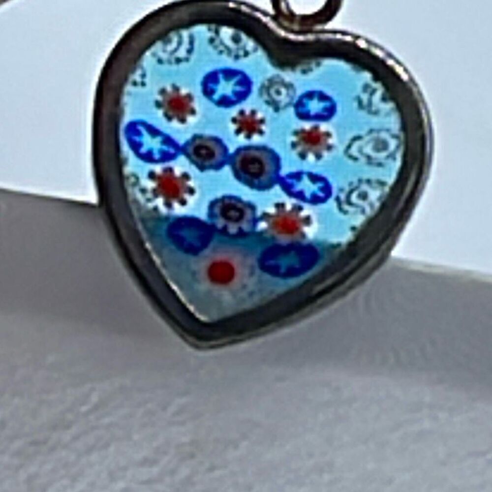 Vintage mini floral mosaic heart necklace.